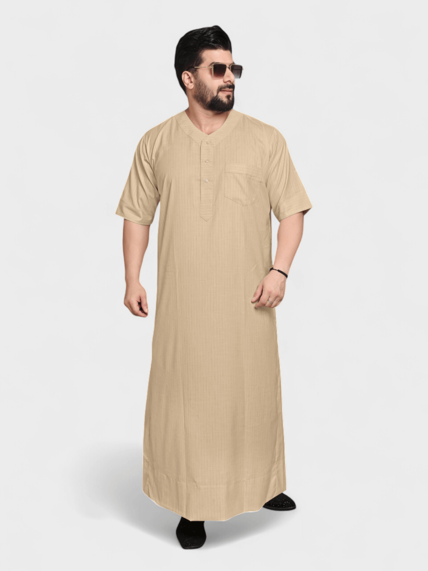 Relaxed Fit V-Neck Half Sleeves - Golden