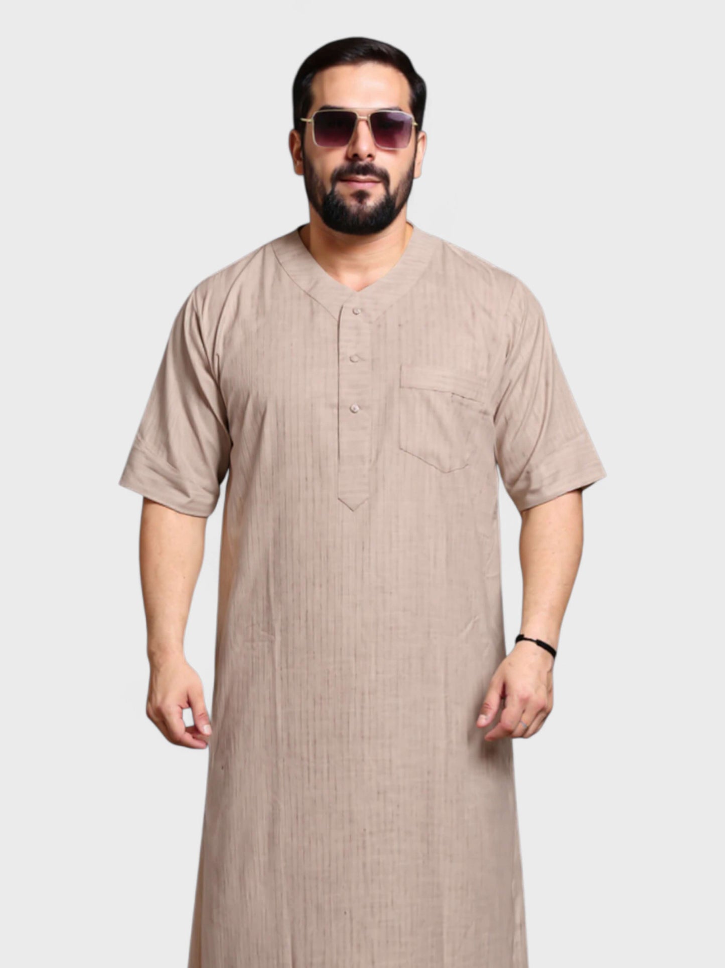 Relaxed Fit V-Neck Half Sleeves - Dark Grey