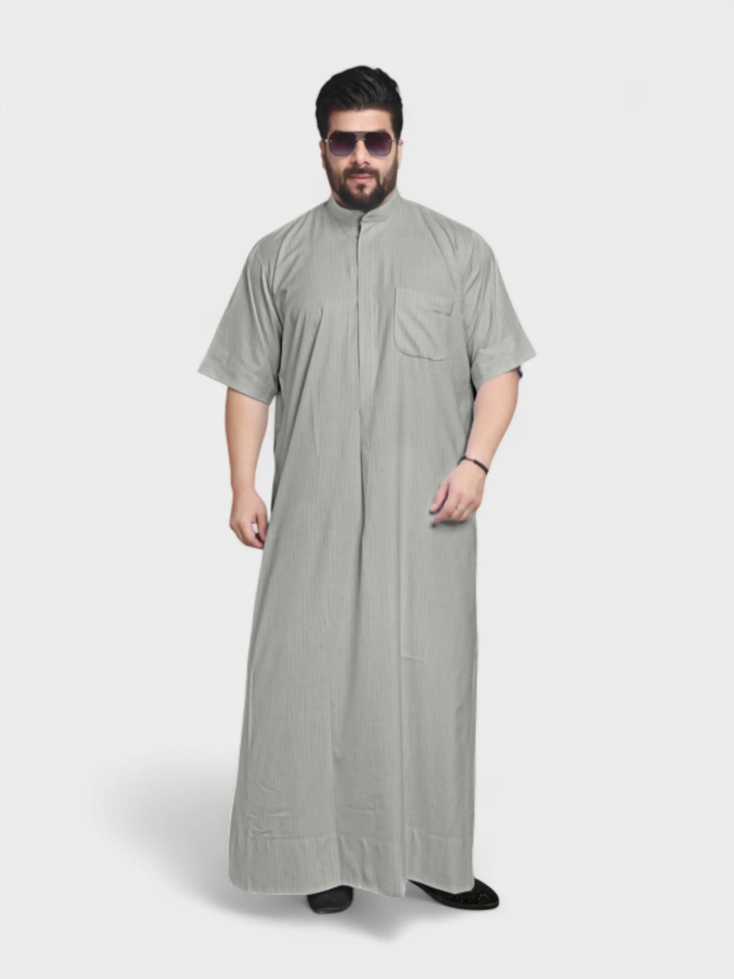 Relaxed Fit Manderin Collar Half Sleeves