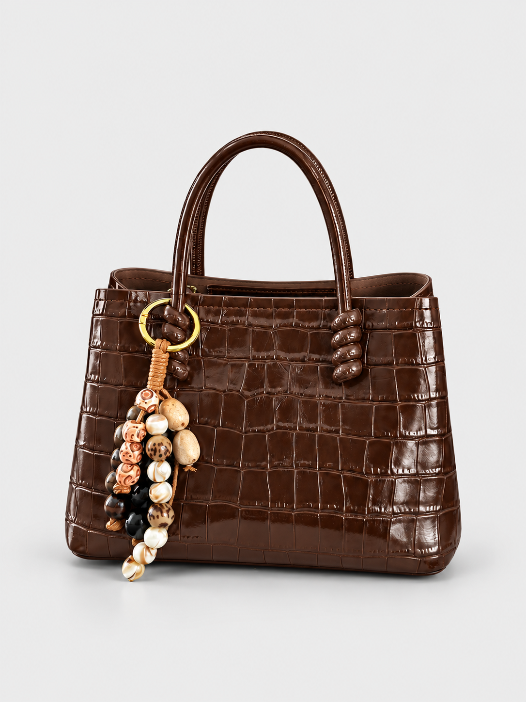 Cocy Croc-Embossed Beaded Tote Bag