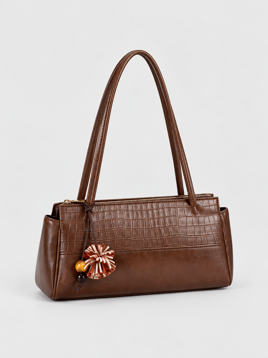 Bagco Crocodile-Panel Shoulder Bag
