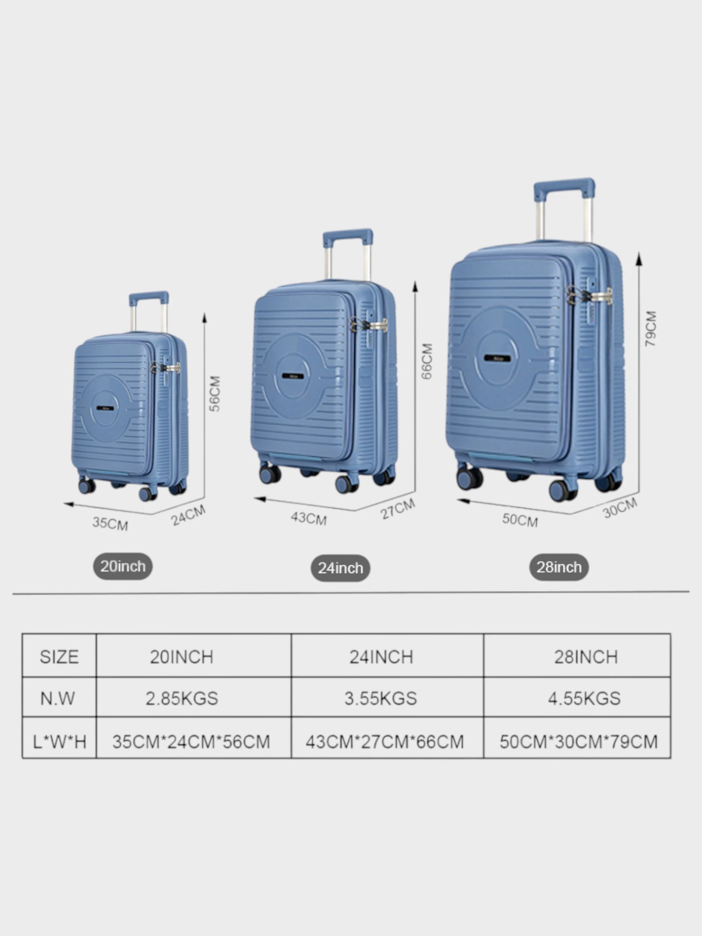 SwiftAccess Luggage Set Of 3 Size - 28", 24" & 20" - Beige