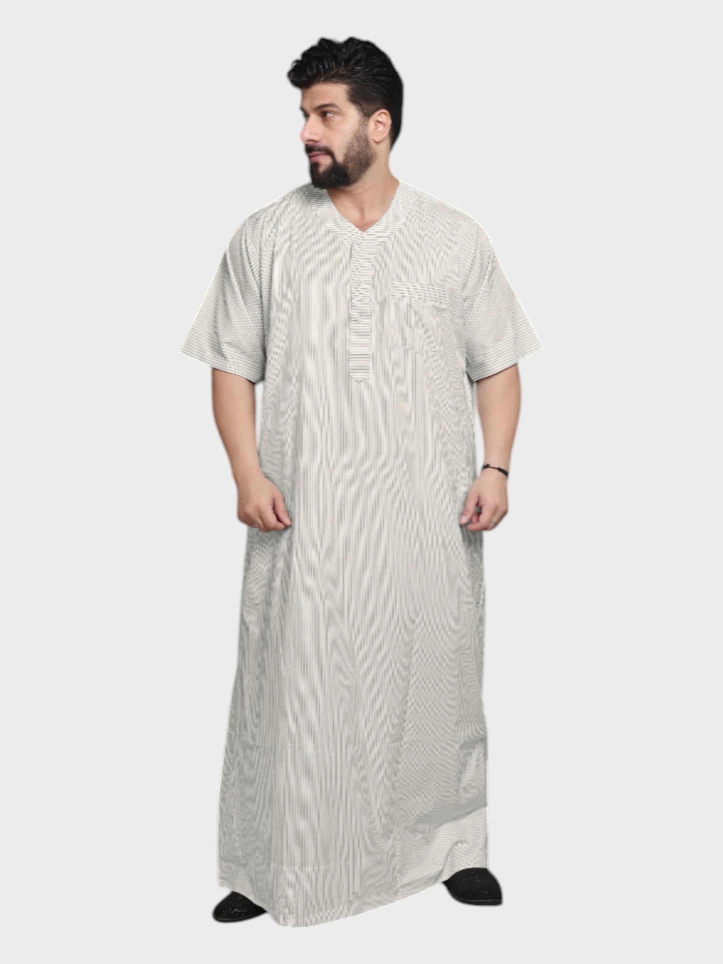 Relaxed Fit V-Neck Half Sleeves - Off White