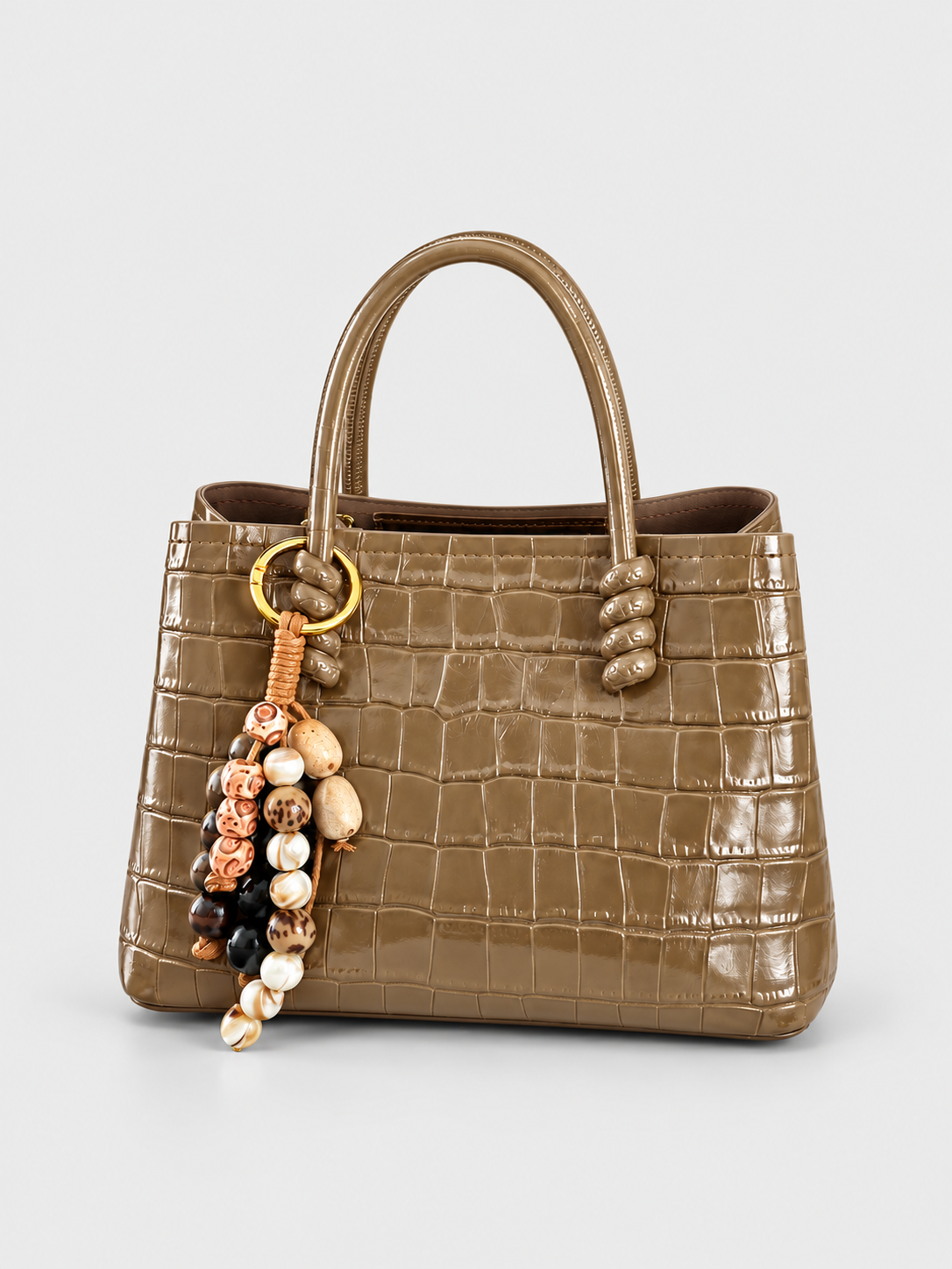 Cocy Croc-Embossed Beaded Tote Bag