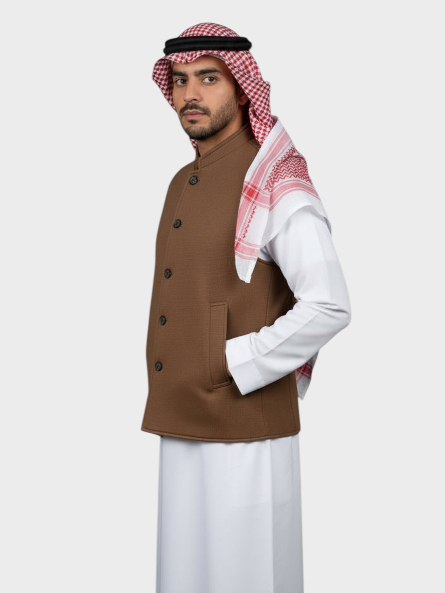 سترة وول فاخرة شتوية وجهين (البيج/بني)