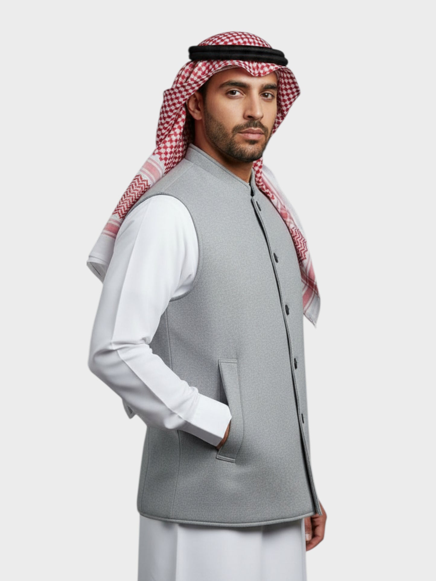 سترة وول فاخرة شتوية وجهين (أزرق داكن / رمادي فضي)