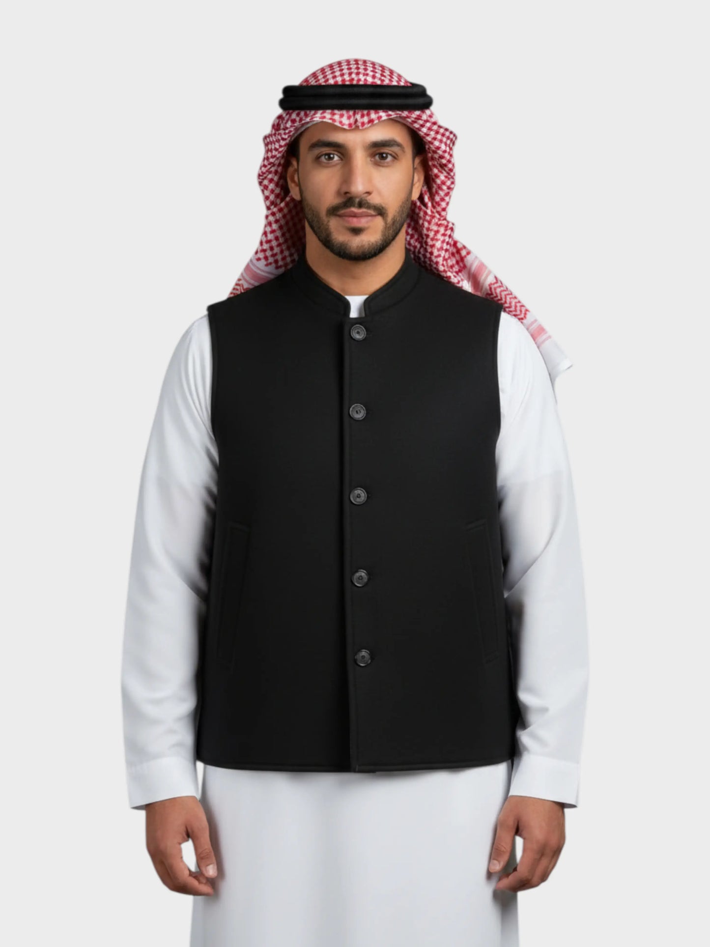 سترة وول فاخرة شتوية وجهين (رمادي/أسود)