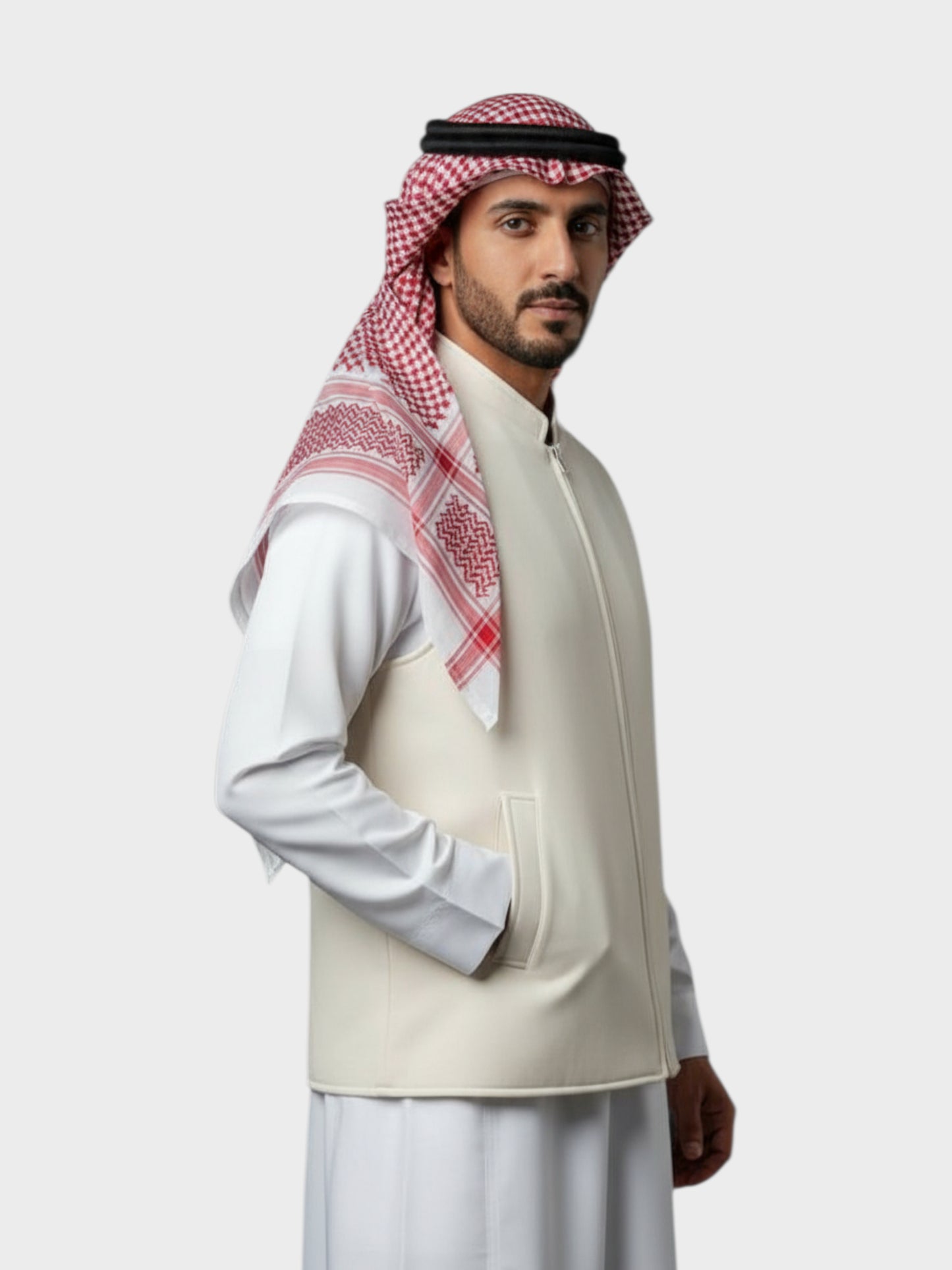 سترة وول فاخرة بسحّاب وجهين ( بيج/اسود)