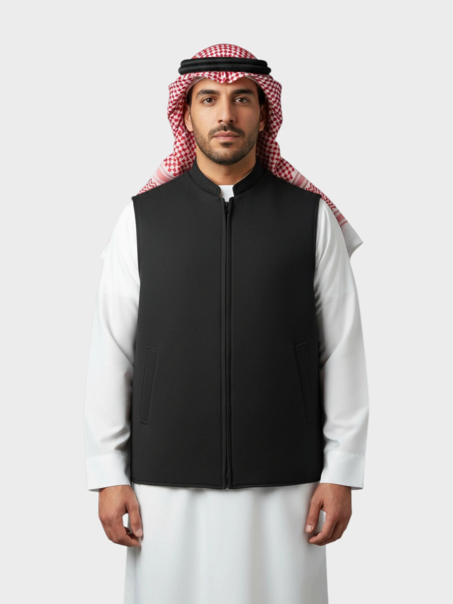 سترة وول فاخرة بسحّاب وجهين (بني غامق/اسود)