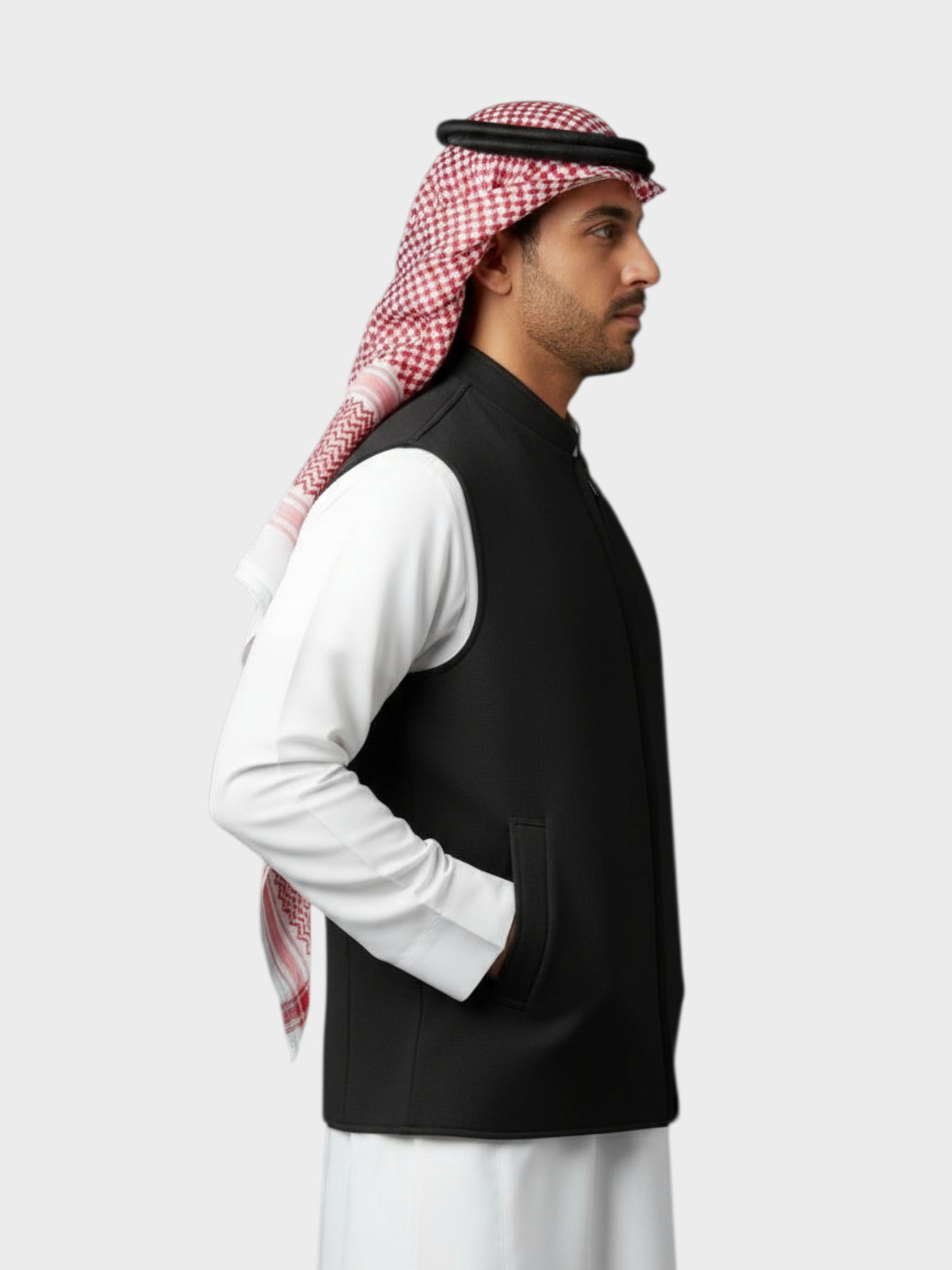 سترة وول فاخرة بسحّاب وجهين (رمادي متوسط/اسود)