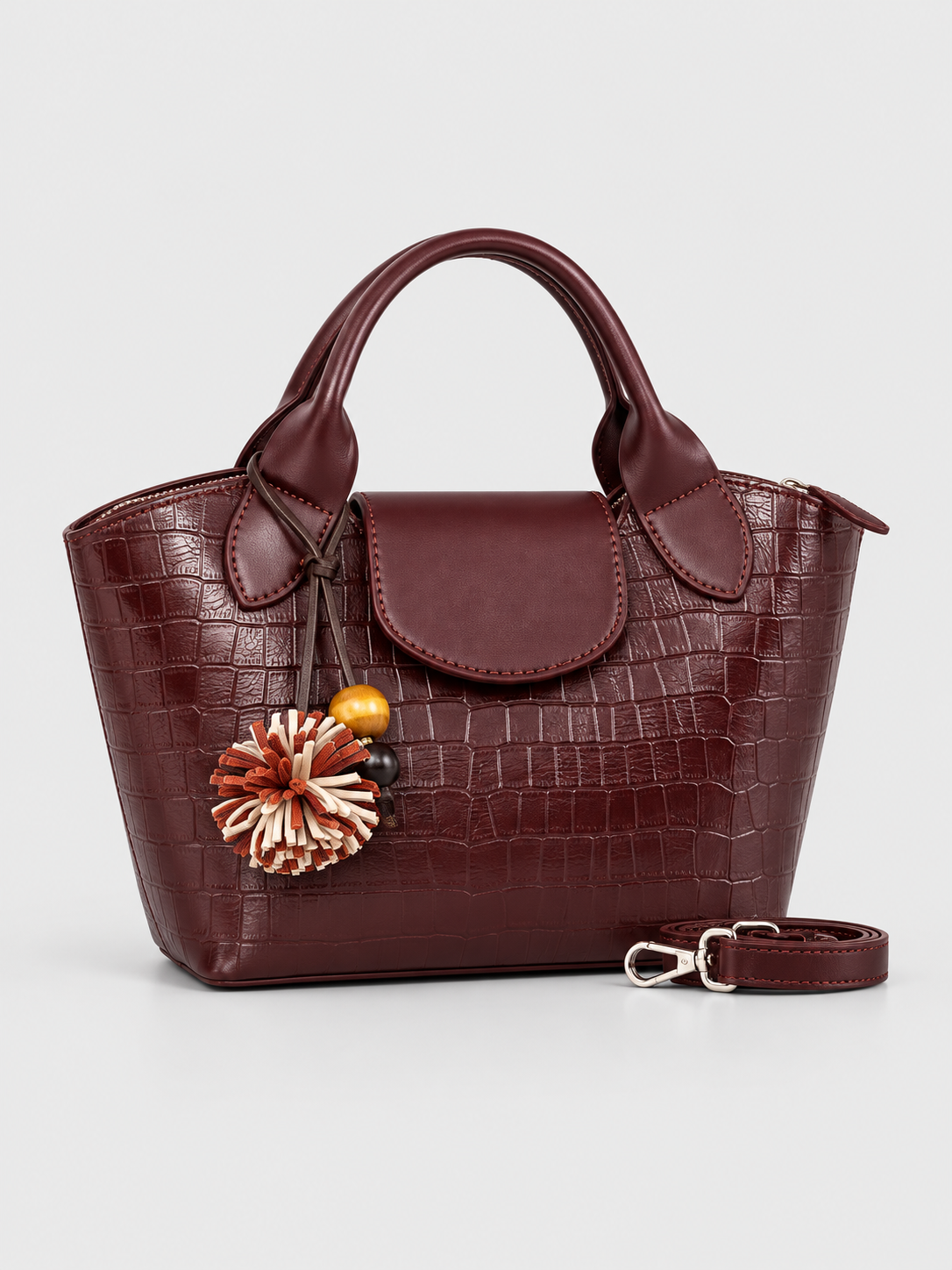 Bagco Crocodile-Embossed Top-Handle Hand bag