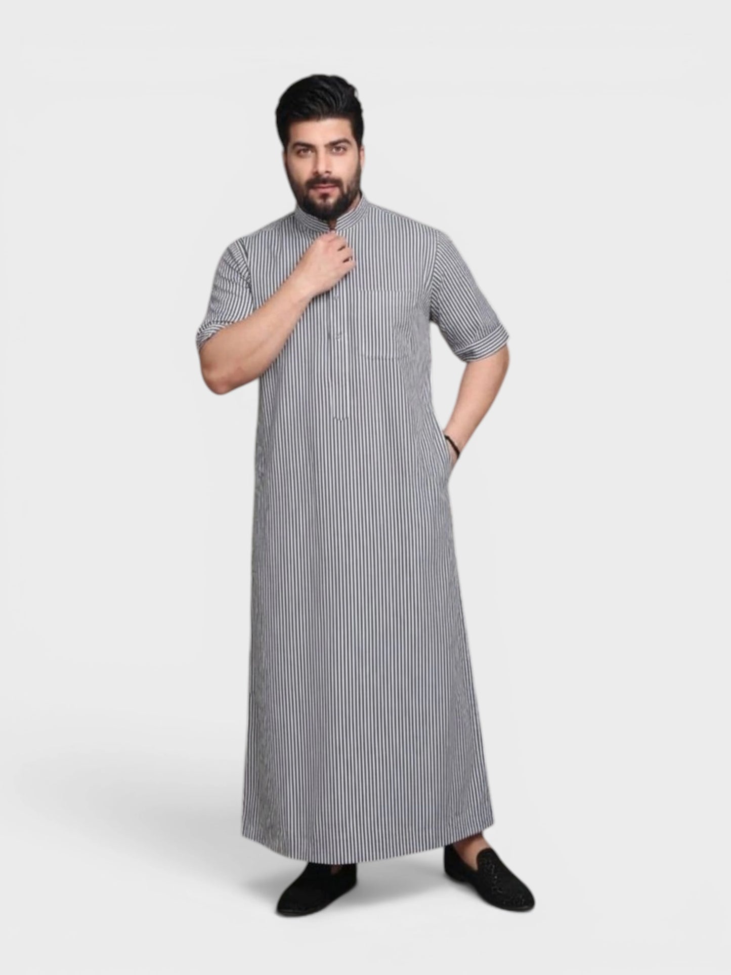 Summer Relaxed Fit Shirt Manderin Collar Half Sleeves