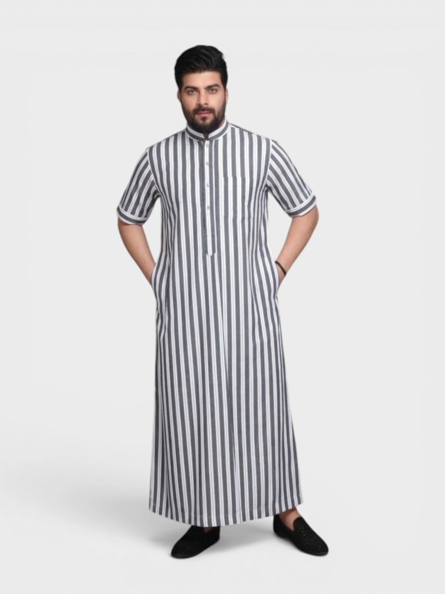 Summer Relaxed Fit Shirt Manderin Collar Half Sleeves