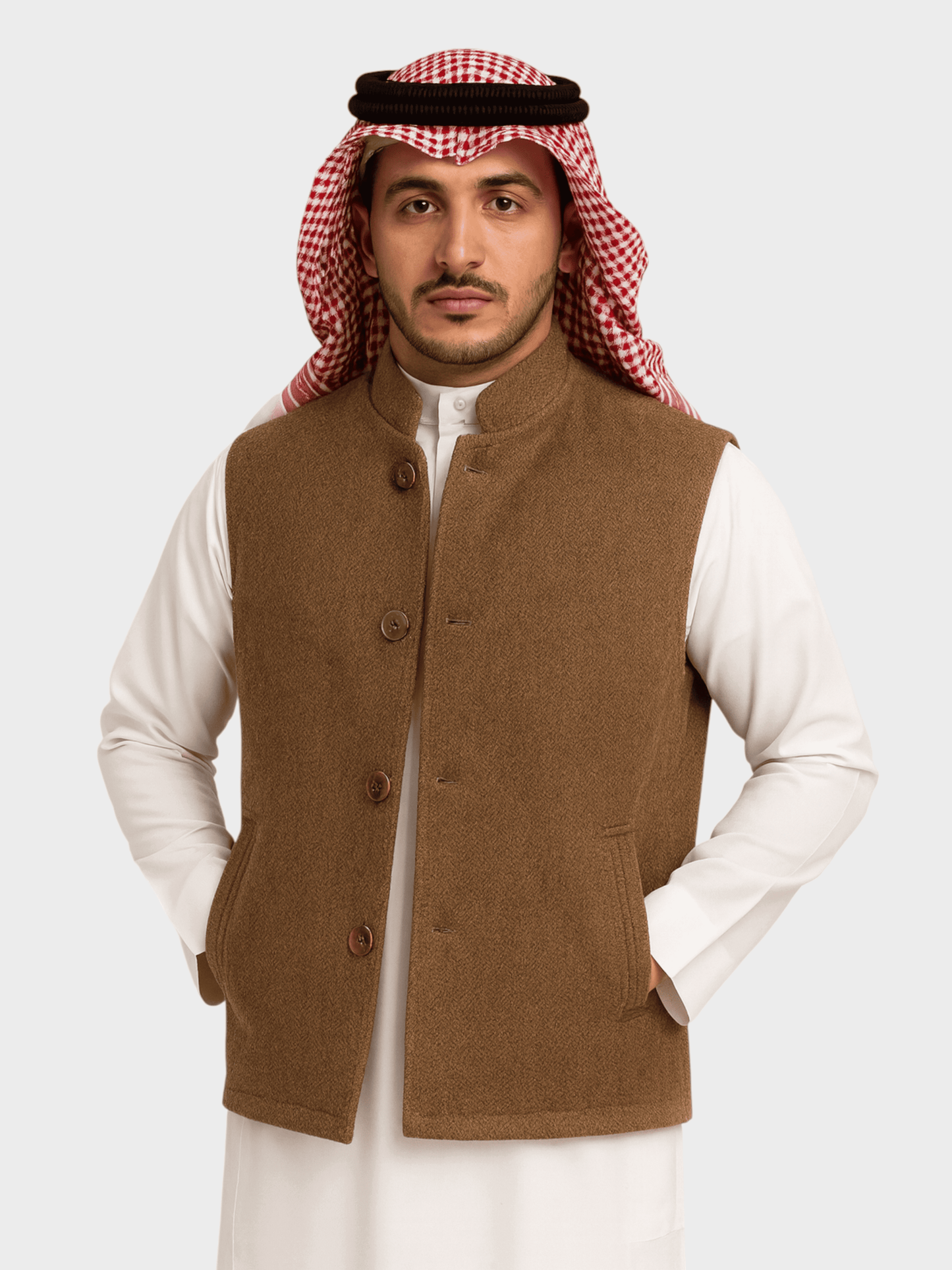 سترة جوخ سوري فاخرة وجهين – بني/بيج