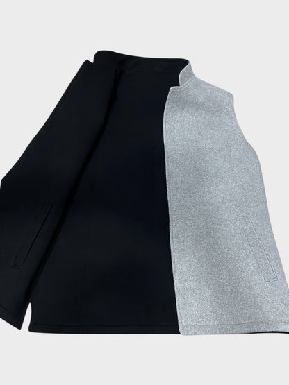 سترة كشميرية وجهين دافئة – صناعة كويتية (رمادي / أسود)