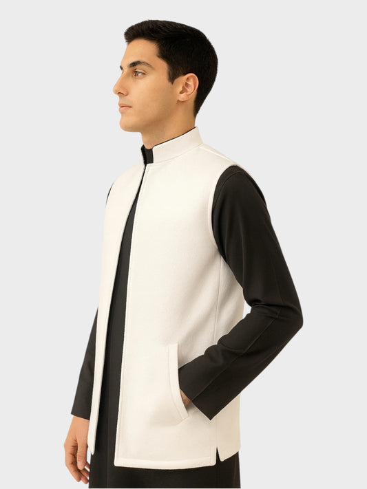 سترة كشميرية وجهين دافئة – صناعة كويتية (أبيض / كحلي)