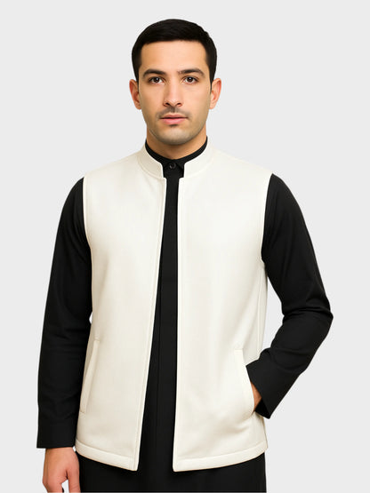 سترة كشميرية وجهين دافئة – صناعة كويتية (أبيض / كحلي)