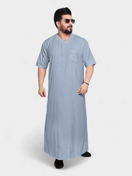Relaxed Fit V-Neck Half Sleeves - Blue
