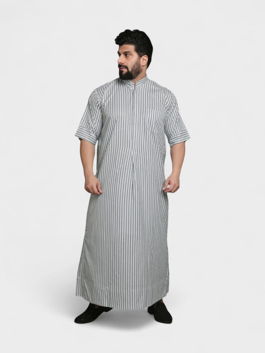 Relaxed Fit Stripped Pattern Full Collar