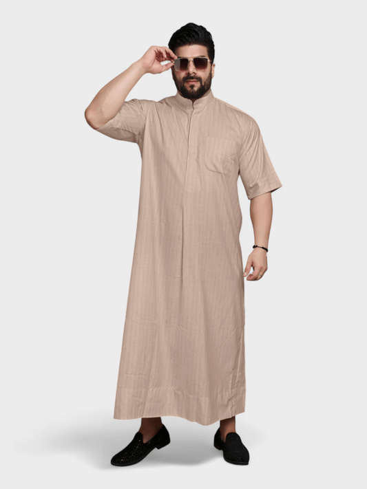 Relaxed Fit Manderin Collar Half Sleeves