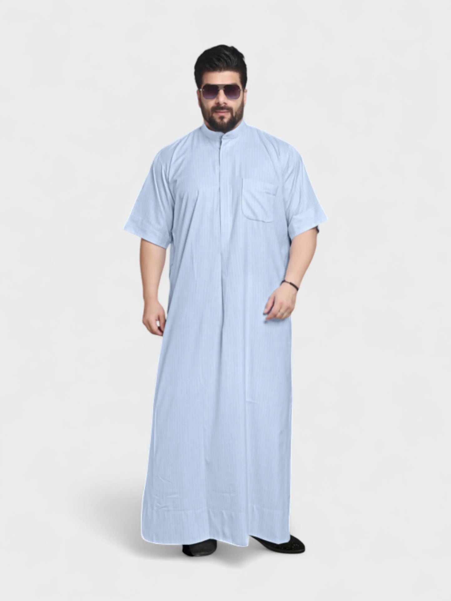 Relaxed Fit Manderin Collar Half Sleeves