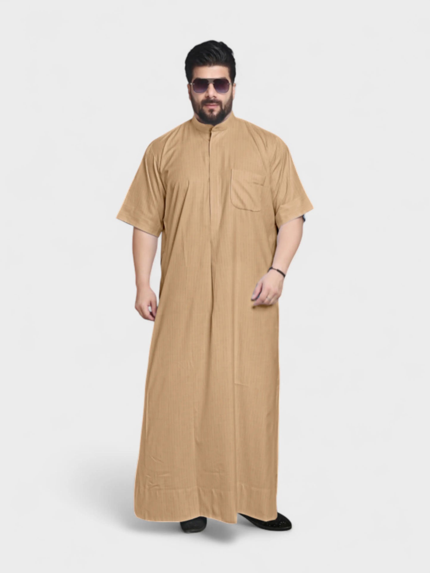 Relaxed Fit Manderin Collar Half Sleeves