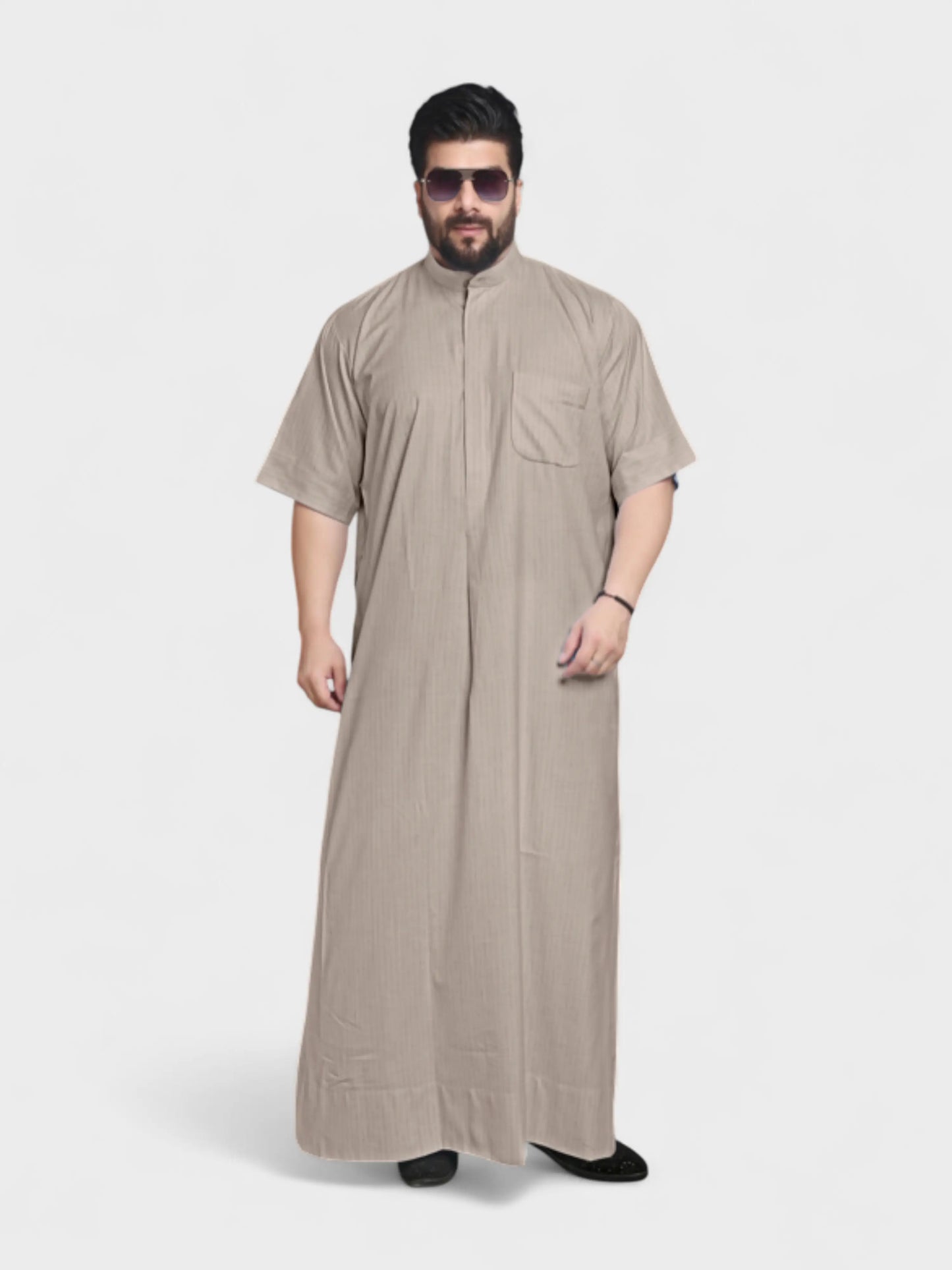 Relaxed Fit Manderin Collar Half Sleeves