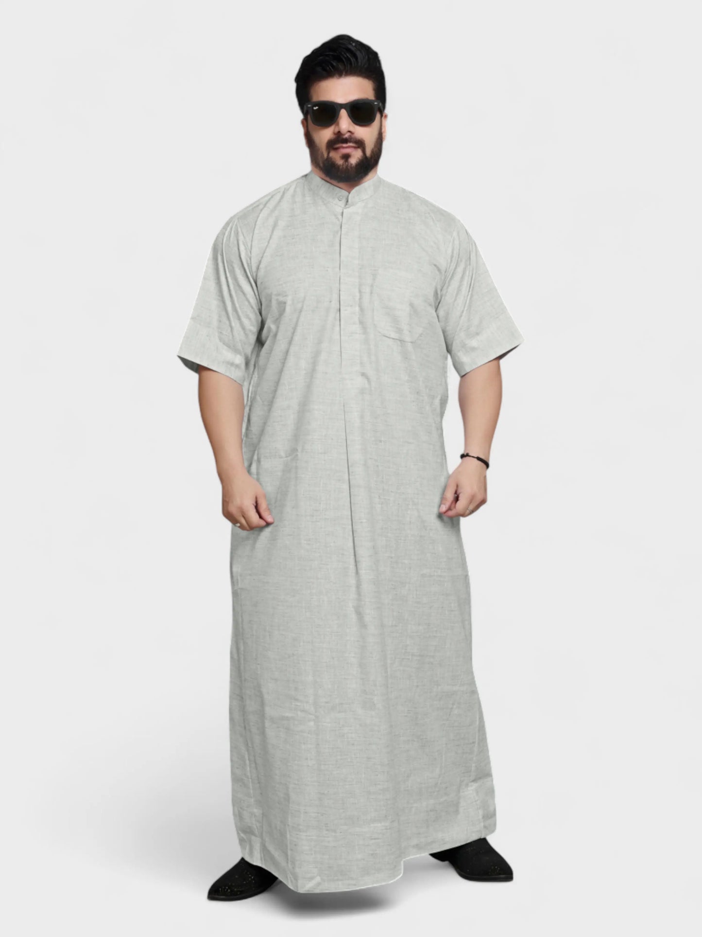 Relaxed Fit Manderin Collar Half Sleeves