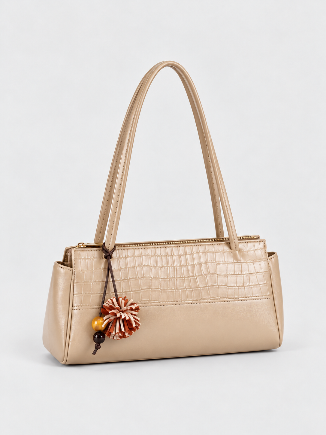 Bagco Crocodile-Panel Shoulder Bag