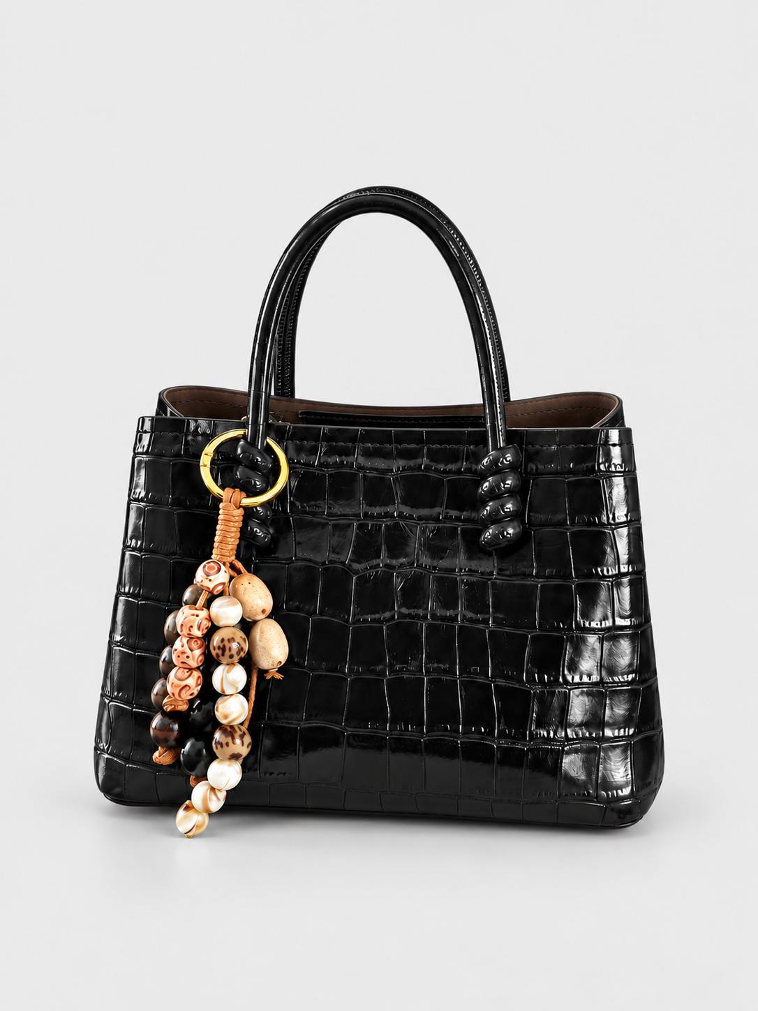 Cocy Croc-Embossed Beaded Tote Bag