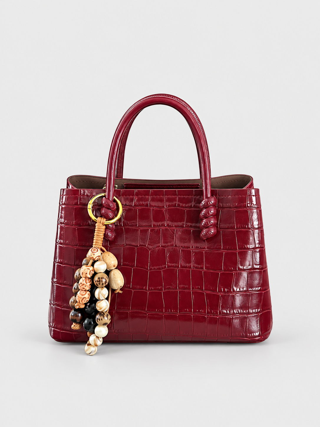 Cocy Croc-Embossed Beaded Tote Bag