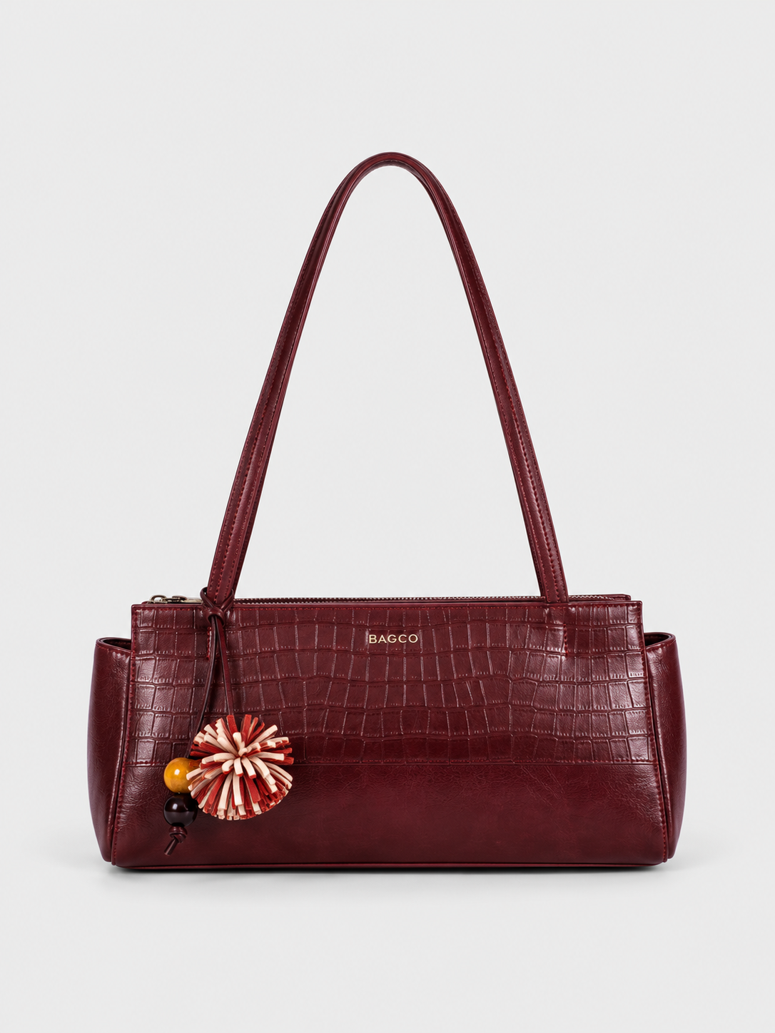 Bagco Crocodile-Panel Shoulder Bag