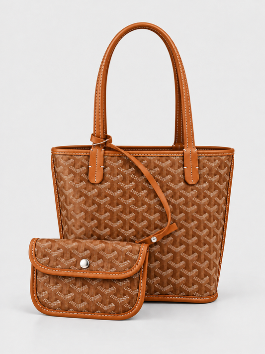 CB Geometric Tote and Matching Pouch Set