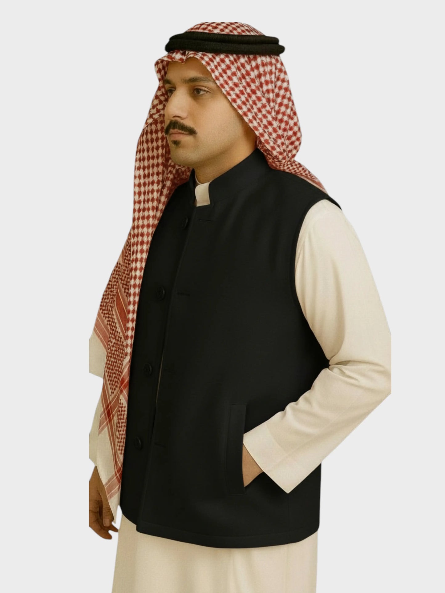 سترة جوخ سورية وجهين بأزرار (بني/أسود)