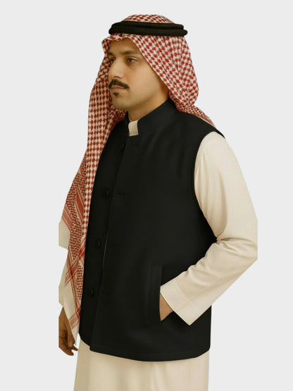 سترة جوخ سورية وجهين بأزرار (بني/أسود)