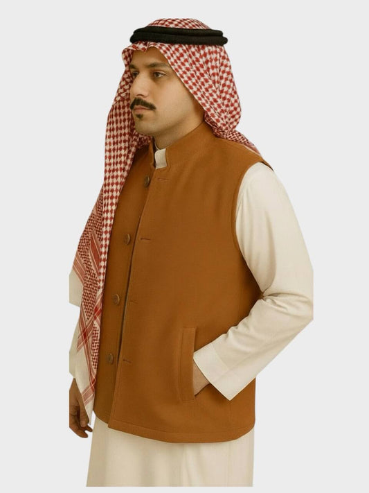 سترة جوخ سورية وجهين بأزرار (بني/أسود)