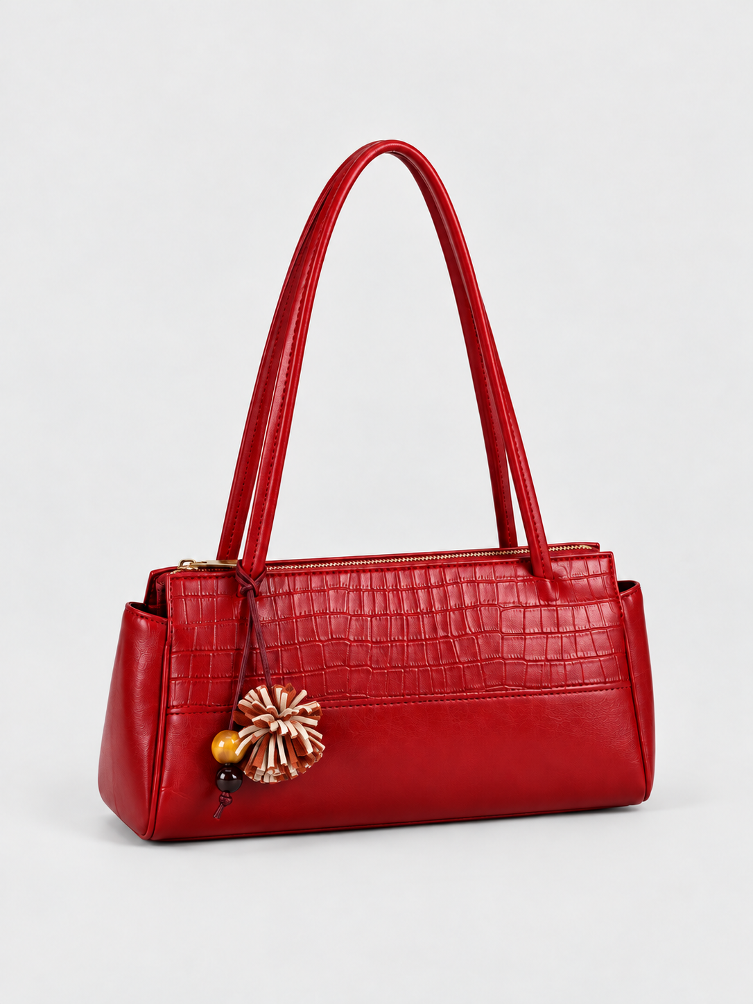 Bagco Crocodile-Panel Shoulder Bag