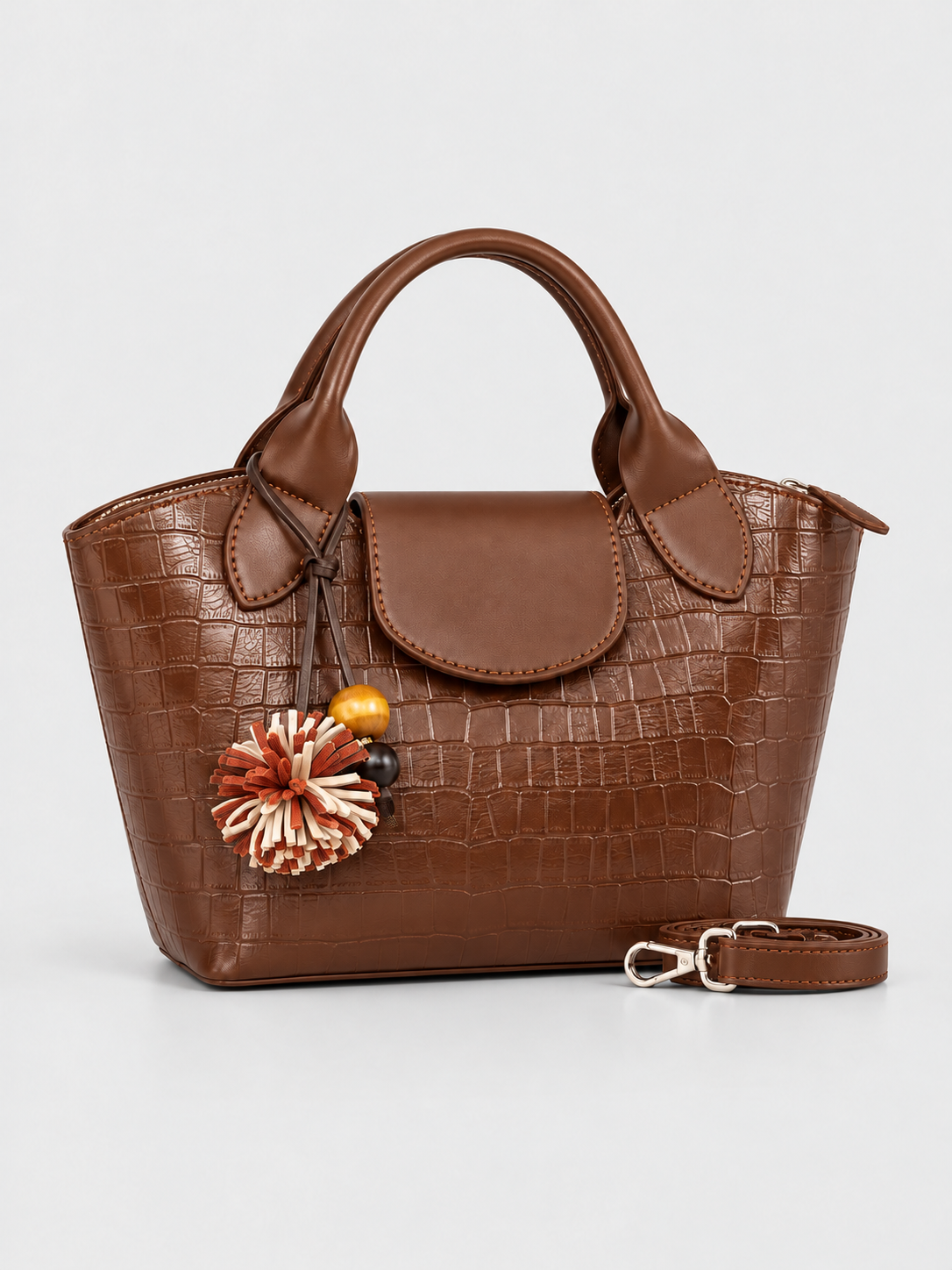 Bagco Crocodile-Embossed Top-Handle Hand bag