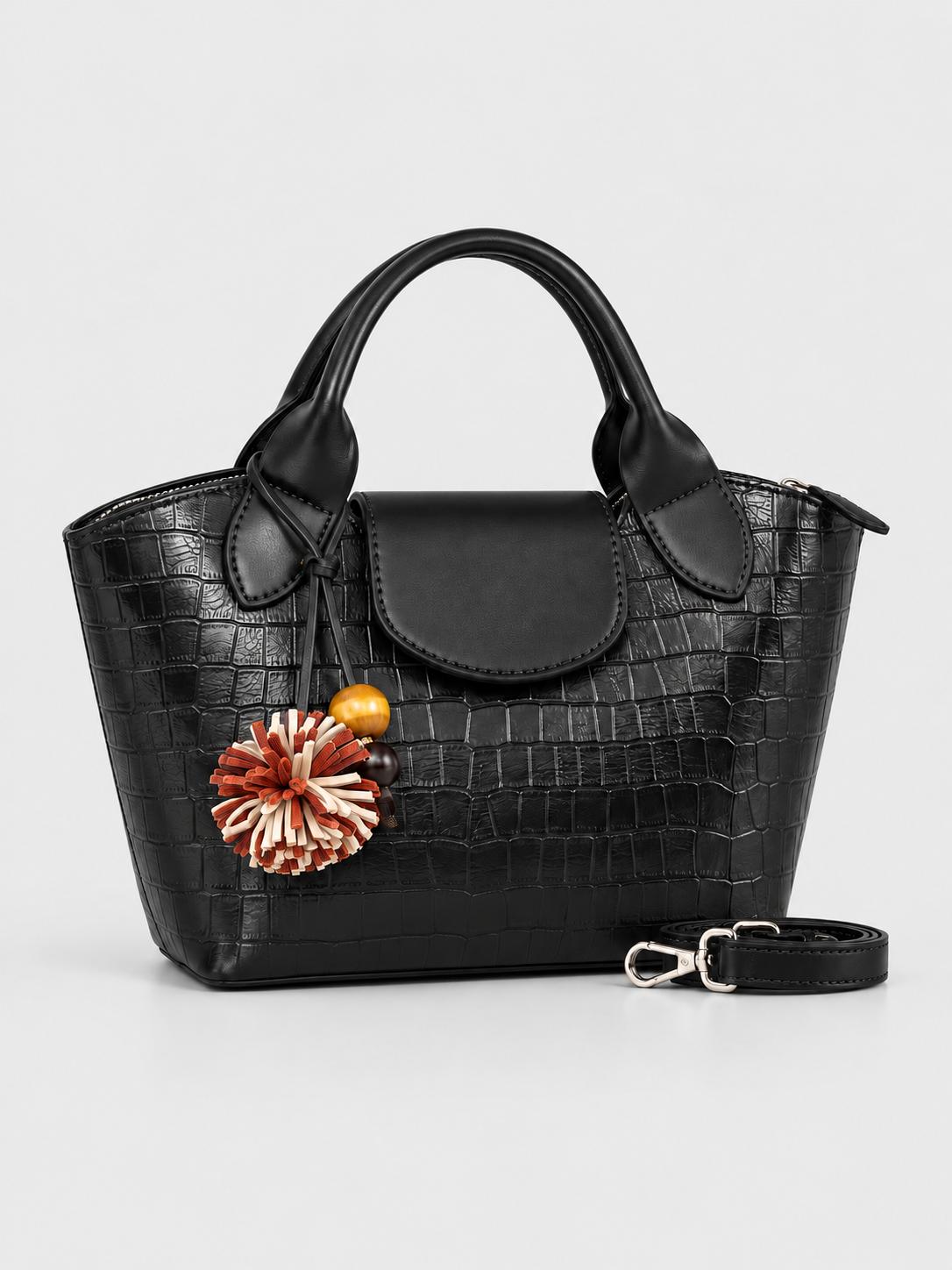 Bagco Crocodile-Embossed Top-Handle Hand bag