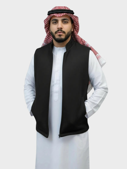 سترة جوخ سورية وجهين فاخرة بدون سحّاب أو أزرار (كحلي/أسود)