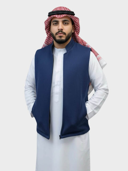 سترة جوخ سورية وجهين فاخرة بدون سحّاب أو أزرار (كحلي/أسود)