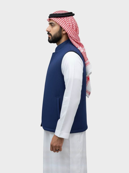 سترة جوخ سورية وجهين فاخرة بدون سحّاب أو أزرار (كحلي/أسود)