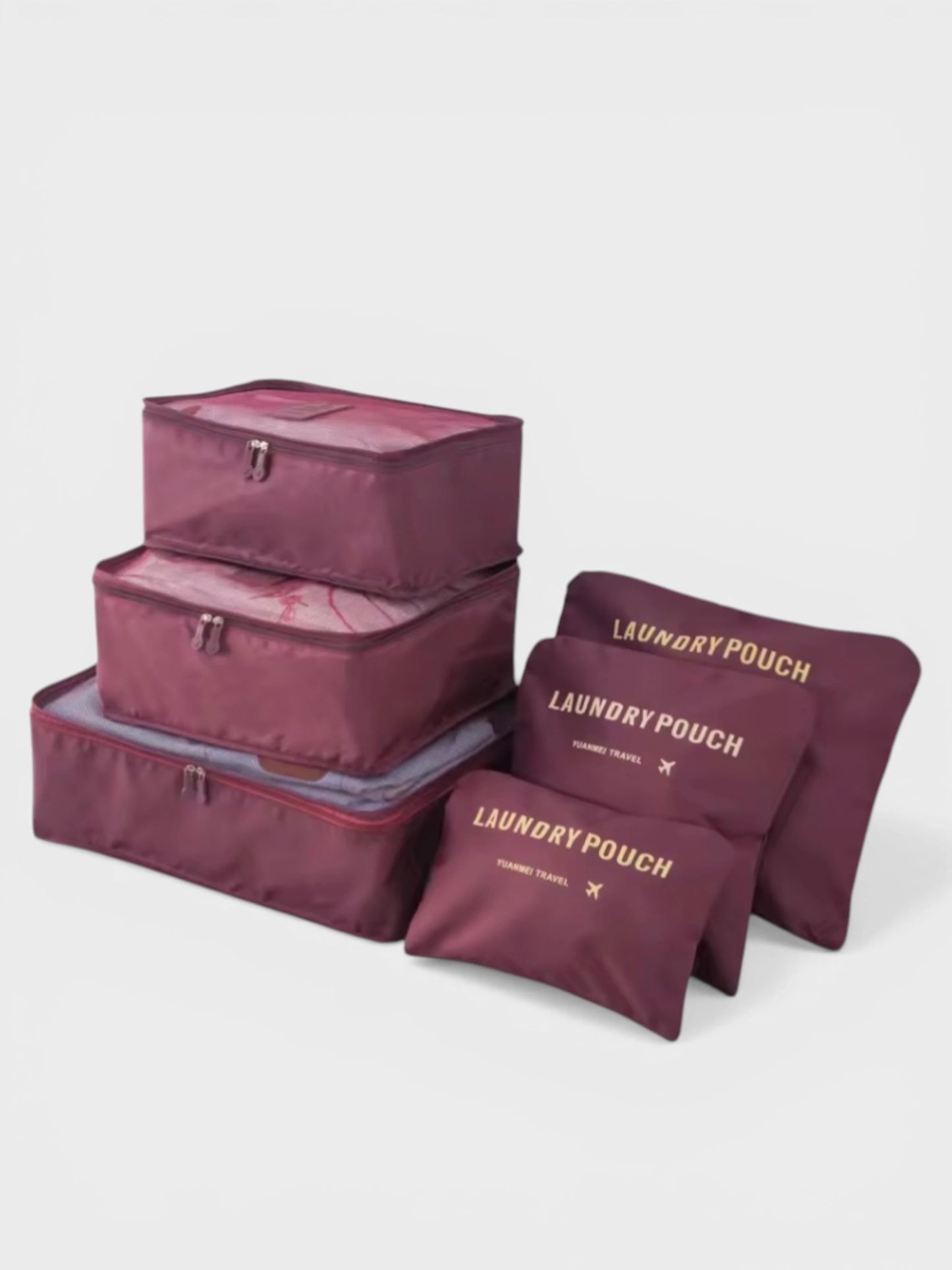 Travel Organizer Kit 6 Pieces - Maroon
