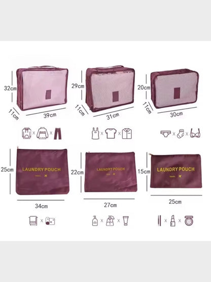 Travel Organizer Kit 6 Pieces - Maroon