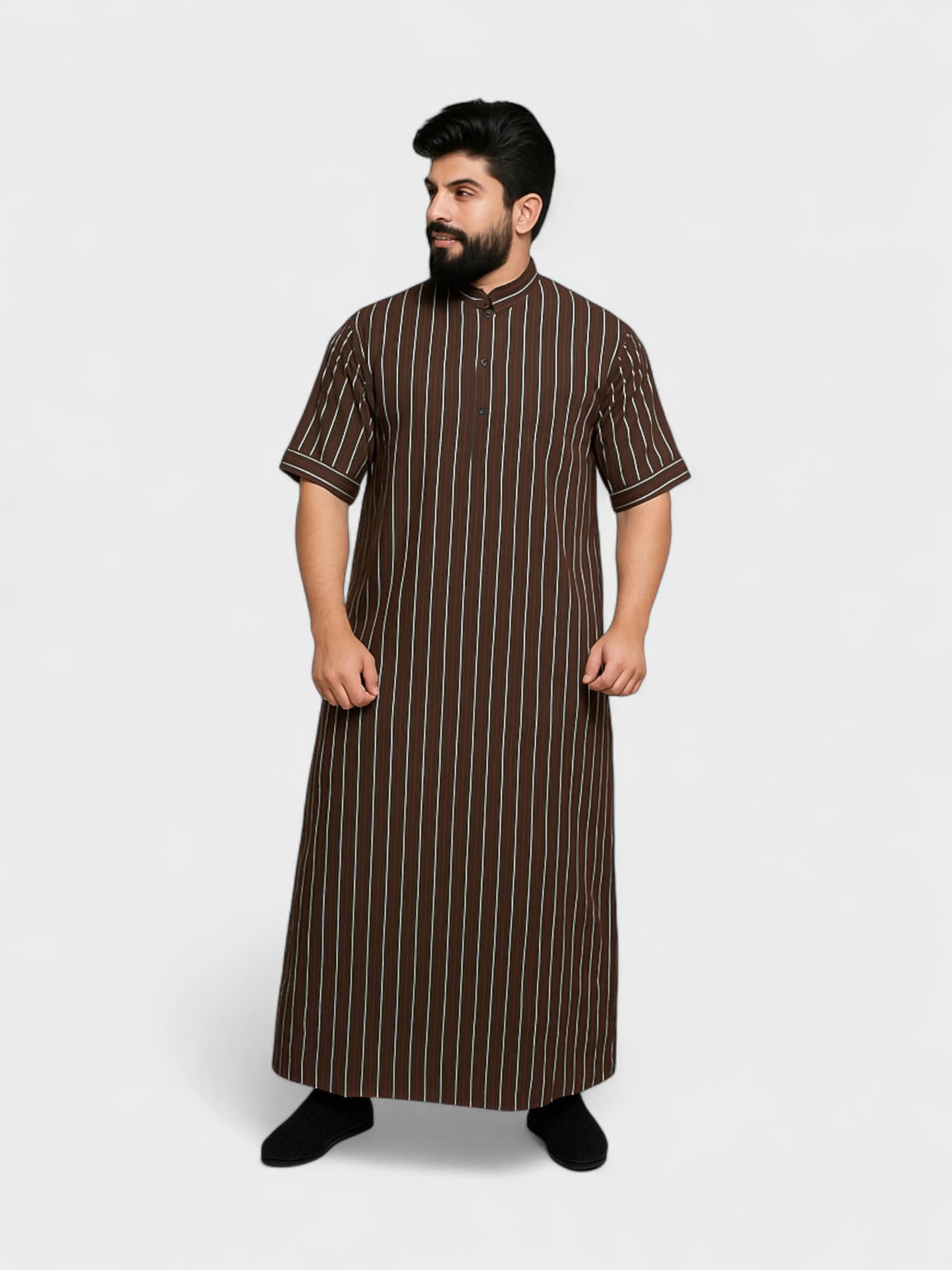 Relaxed Fit Stripped Pattern Full Collar