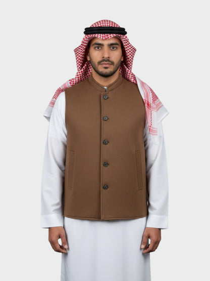 سترة وول فاخرة شتوية وجهين (بني/أسود)