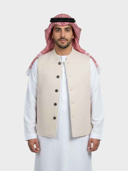 سترة وول فاخرة شتوية وجهين (البيج/بني)