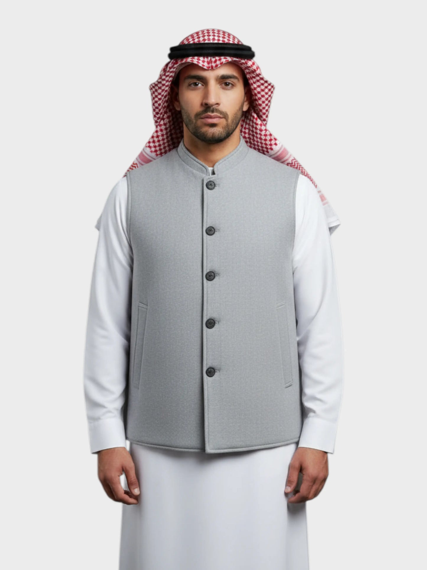 سترة وول فاخرة شتوية وجهين (أزرق داكن / رمادي فضي)