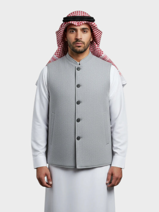 سترة وول فاخرة شتوية وجهين (رمادي/أسود)