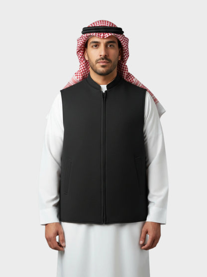 سترة وول فاخرة بسحّاب وجهين (اخضر فاتح/اسود)